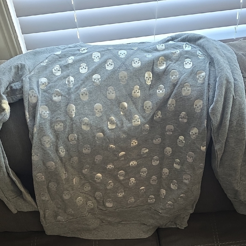 Gray Skull Pattern Womens Sweater